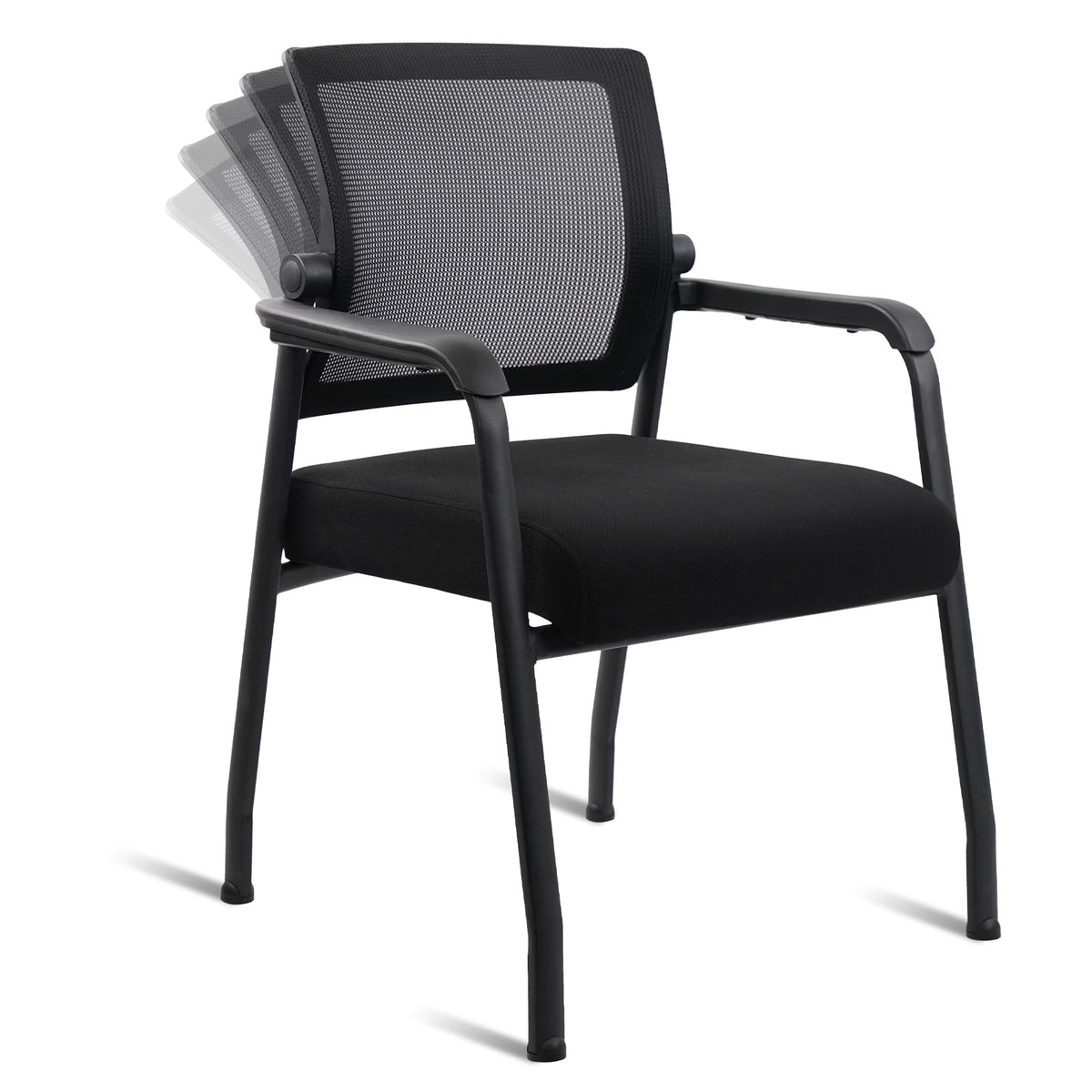 Klasika Desk Chair No Wheels with Adjustable Mesh Backrest, Arm Chair with Ergonomic Lumbar Support and Thickened Seats Cushion, Waiting Room