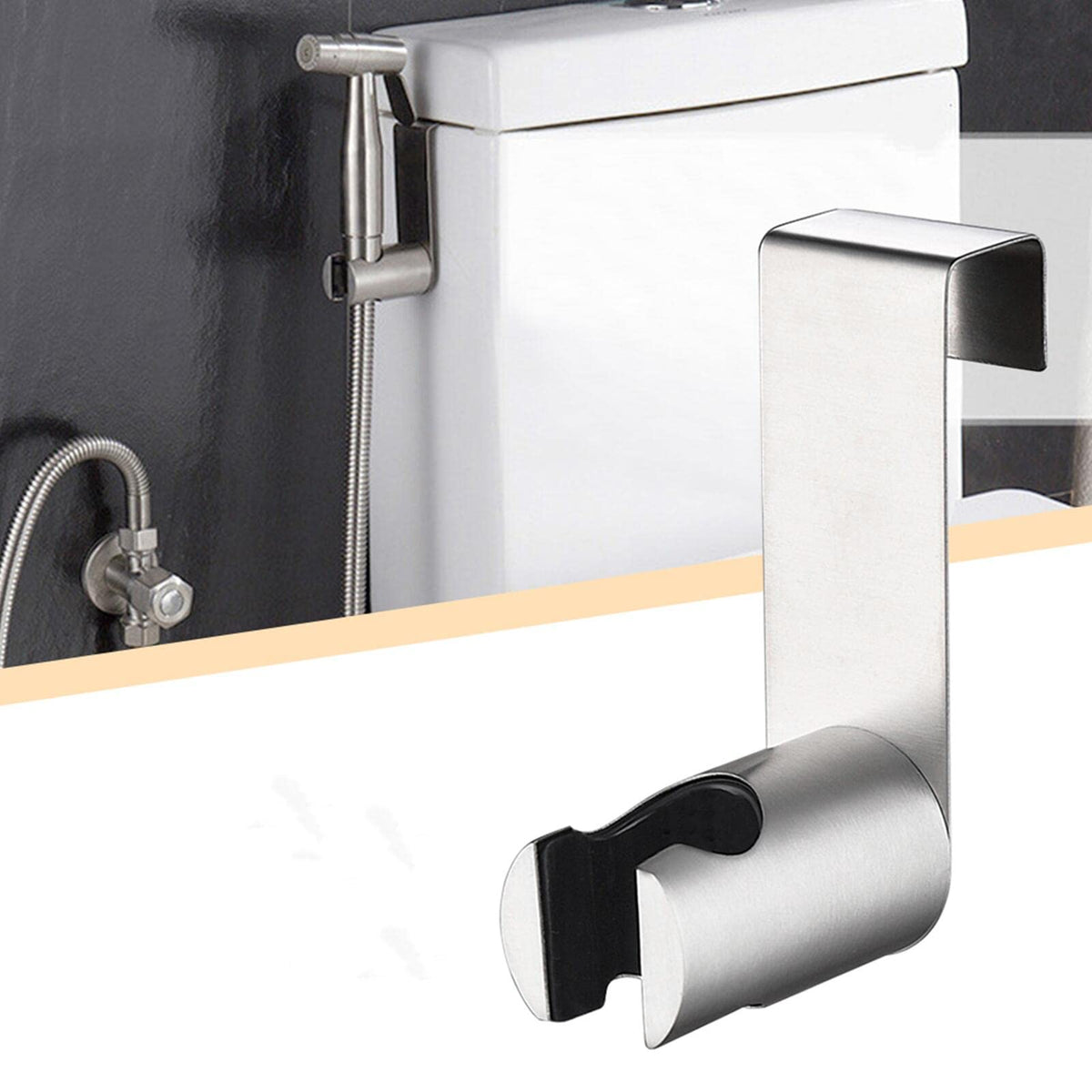 Saycker Bidet Sprayer Holder,Stainless Steel Hanging Rack Punch-Free Toilet Bidet Holder,Holder Hook Hanger for Hand Shower Toilet Bidet Sprayer,Toilet Bathroom Attachment(Sliver)