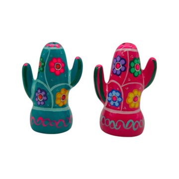 Talavera Cactus Salt & Pepper Shakers | Mexican Pottery