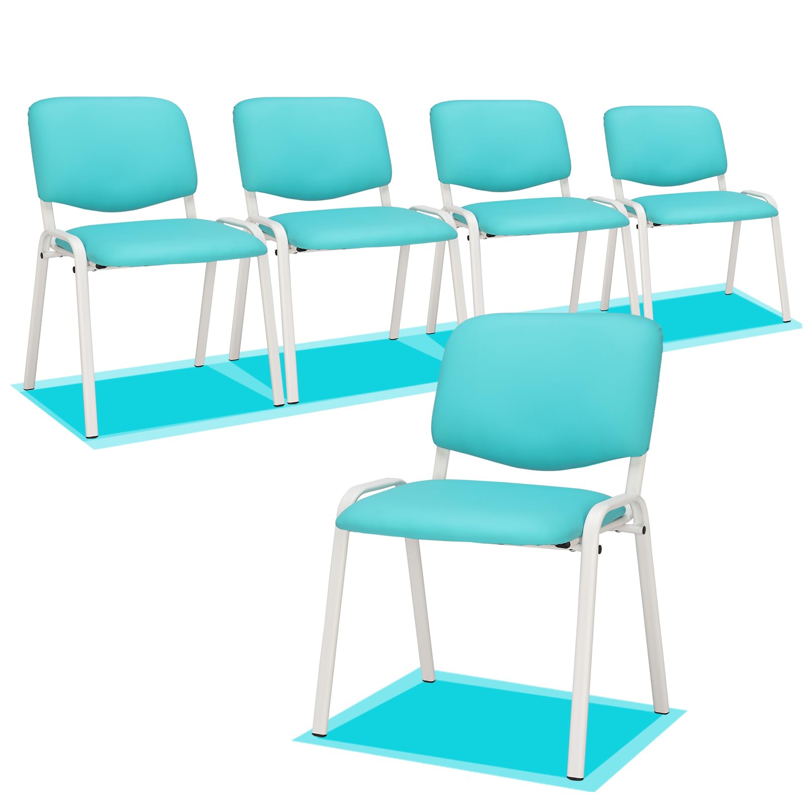 Vingli 5-pack Waiting Room Chairs, Stackable Chair for Office, Pu-blue
