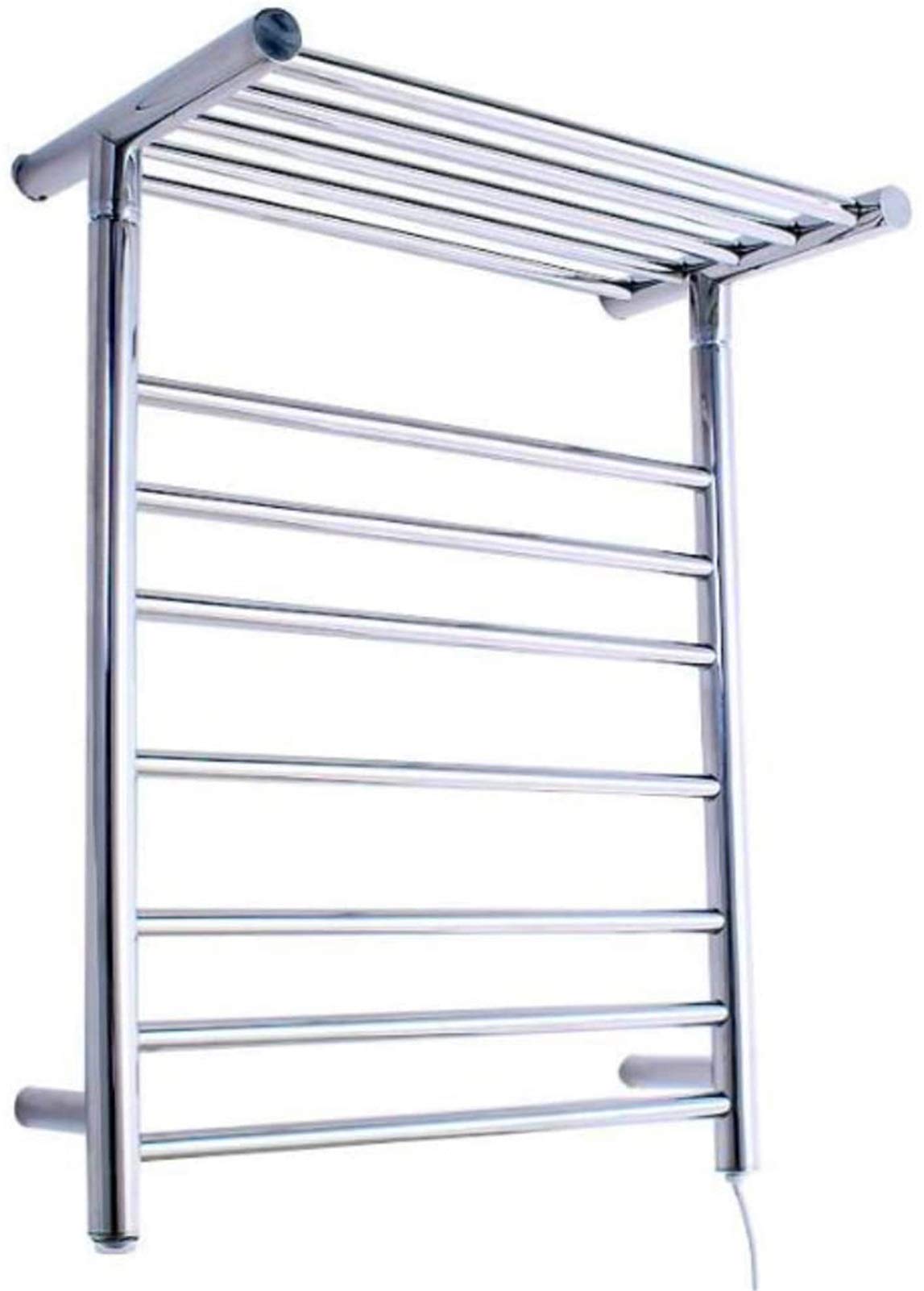 Bathroom Wall Heater 304 Stainless Steel Towel Warmer, Wallmounted Electric Towel Rack with Storage Rack, Drying Rack Heating Chrome Finish for Bathroom 680X520X300Mm,Plugin