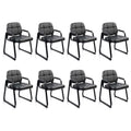 Clatina Waiting Room Guest Chair with Bonded Leather Padded Arm Rest for Office Reception and Conference Desk Black with Sled Base 8 Pack