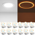 Amico 12 Pack 4 Inch 5CCT LED Recessed Ceiling Light with Night Light, 2700K/3000K/3500K/4000K/5000K Selectable Ultra-Thin Lighting, 10W=90W, 700LM, Dimmable Canless Wafer Downlight - ETL&FCC
