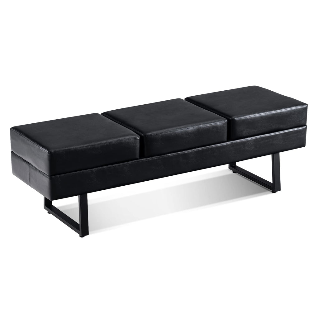 Barberpub Waiting Room Chairs, Heavy Duty Office Guest Reception Bench, Faux Leather Upholstered Lobby Chairs for Salon, Conference Room 7008