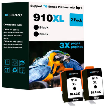 910XL Black Ink Cartridge for 8015e 8025e Replacement for HP 910 XL Black HP910 HP910XL Work for OfficeJet Pro 8020 8028e 8025 8035 8035e Office Jet 8010 8010e 8022e 8015 8018 Printer | 2-Pack