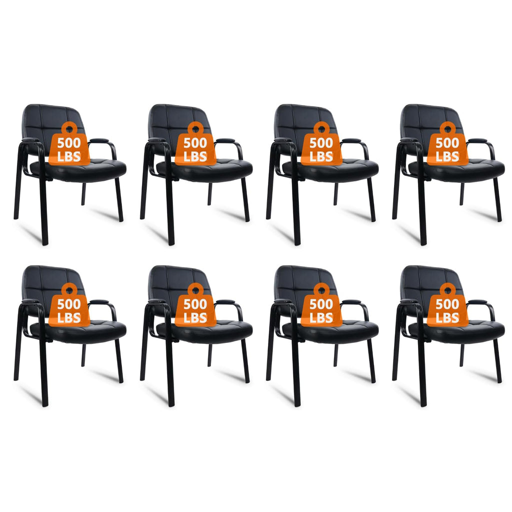 Clatina Big & Tall 500 Lbs Waiting Room Chair, Leather Office Reception Guest Chair No Wheels with Padded Arms for Elderly Home Desk Conference