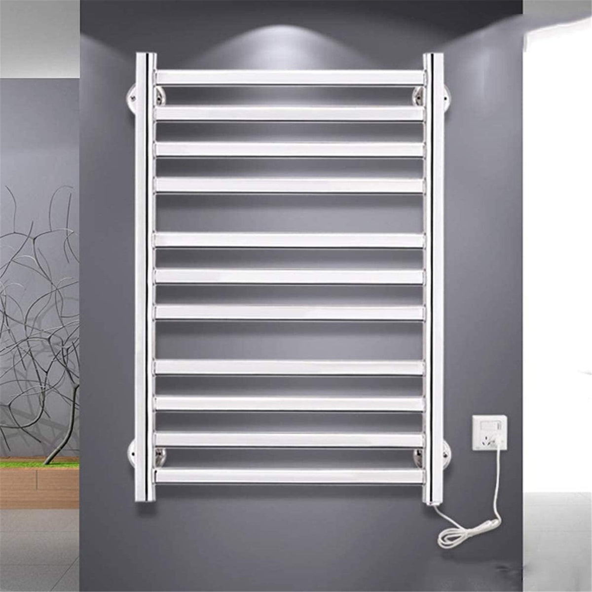 Heated Towel Rack, Towel Heater Wall Mounted Polished for Bathroom Energy Saving Towel Dryer Home Bathroom Accessories