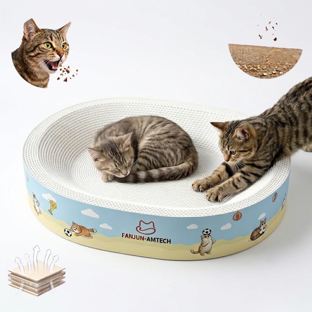 Soccer Cat Scratcher Bed, No-Mess cat Scratching pad, Cat beds and cat Toys for Indoor Cats, High-Density Plant Fiber cat Scratch Furniture Protector, Stop Cats Eating Paper Craps