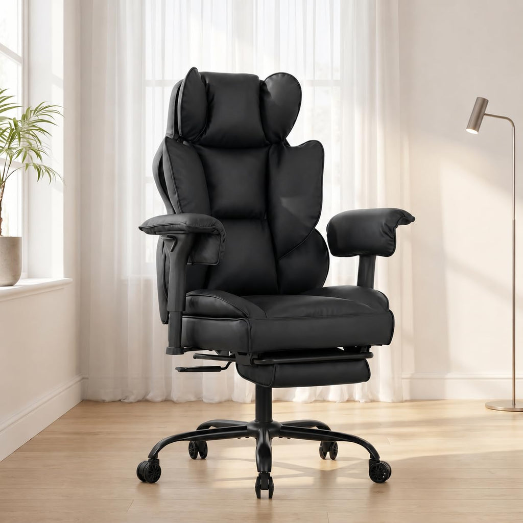 Atmild Big and Tall Gaming Office Chair 400lbs - Heavy Duty Ergonomic Computer Desk Chair with Footrest, Adjustable Armrests, High Back Pu