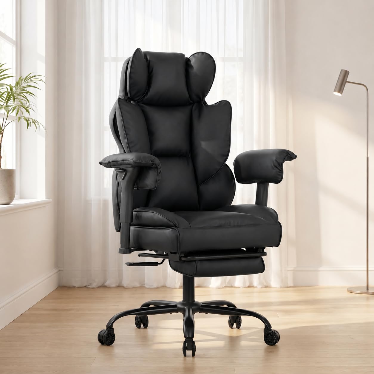 Atmild Big and Tall Gaming Office Chair 400lbs - Heavy Duty Ergonomic Computer Desk Chair with Footrest, Adjustable Armrests, High Back Pu