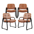 Clatina Big & Tall 500 Lbs Waiting Room Chairs with Padded Armrests and Sled Base, Leather Stationary No Wheels Office Guest Chair for