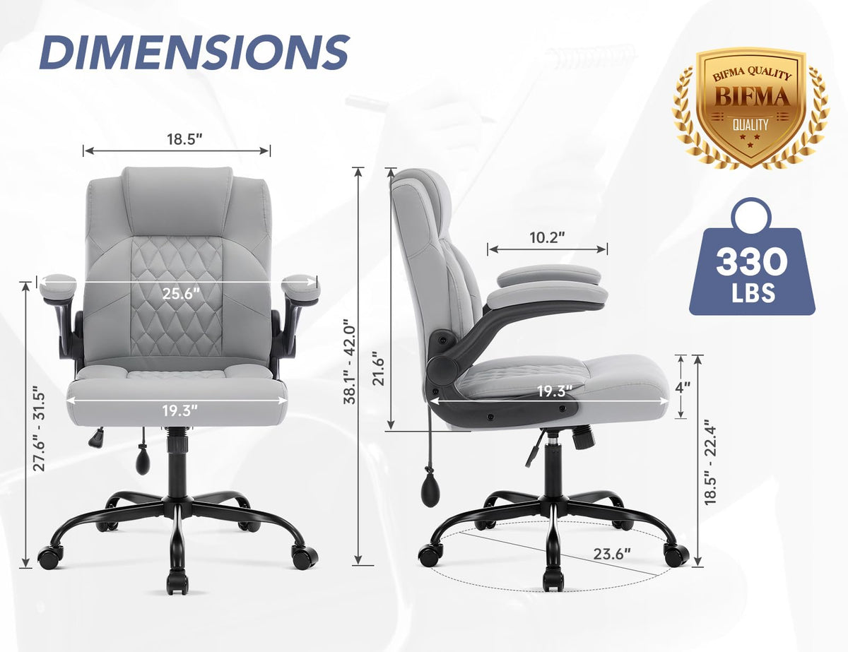 Morkprism Office Chair,executive Computer Desk Chair,grey, 25x25x40 inches