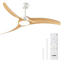 52 Inch Ceiling Fan with Light, White | Modern Low Profile Flush Mount, 3-Speed Reversible DC Motor, Dimmable 3-Color LED, Remote Control for Bedroom Living Room