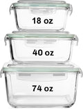 Razab 6 PC Square Glass Food Storage Containers with Airtight lids (74, 40 & 18 oz) Kitchen Glass Meal Prep Containers Set for Freezer Reusable Leftover Lunch Boxes, Oven, Microwave, Dishwasher Safe