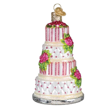 Old World Christmas Elegant Wedding Cake Glass Blown Ornament for Christmas Tree, Handcrafted Holiday Decoration, Marriage Collection