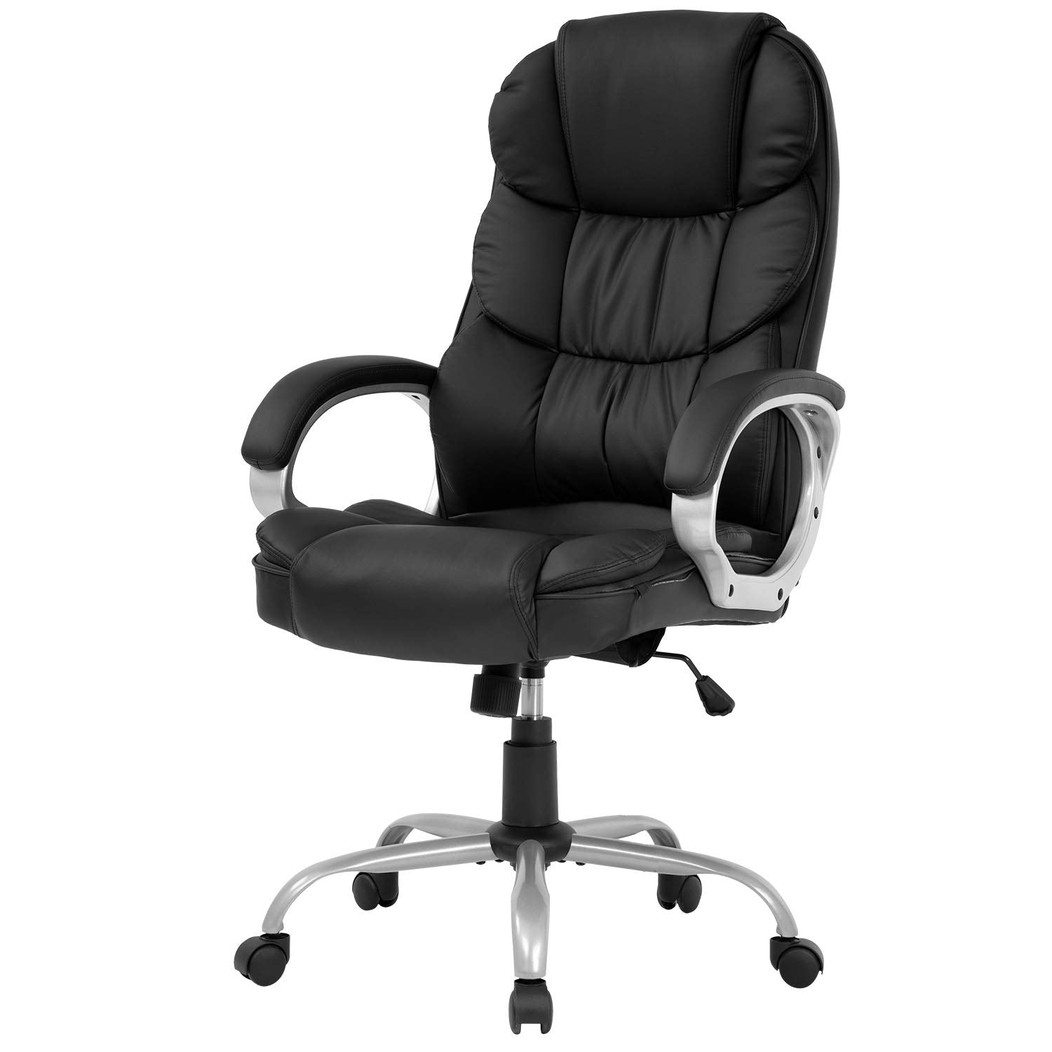 Fdw | High Back Office Chair | Black, Pu Leather | with Lumbar Support, 21D x 22W x 48H in