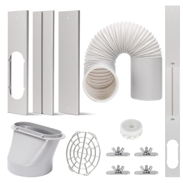 Portable AC Window Vent Kit with 5.9” Exhaust Hose Window Seal Kit for Portable Air Conditioner, Adjustable Portable AC Windows Vent Kit for Sliding Horizontal and Vertical Window