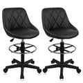 Klasika Drafting Chair with Back, Leather Rolling Swivel Stool with Adjustable Height and Footrest, Ergonomic Tall Standing Desk Office Chairs