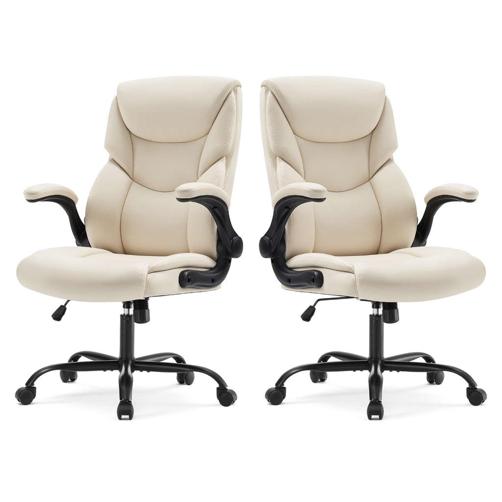 Sweetcrispy Heavy Duty Office Chair, Gaming Desk Chair 2 Pack, 21.66"D x 21.87"W x 44.5"H, Cream White