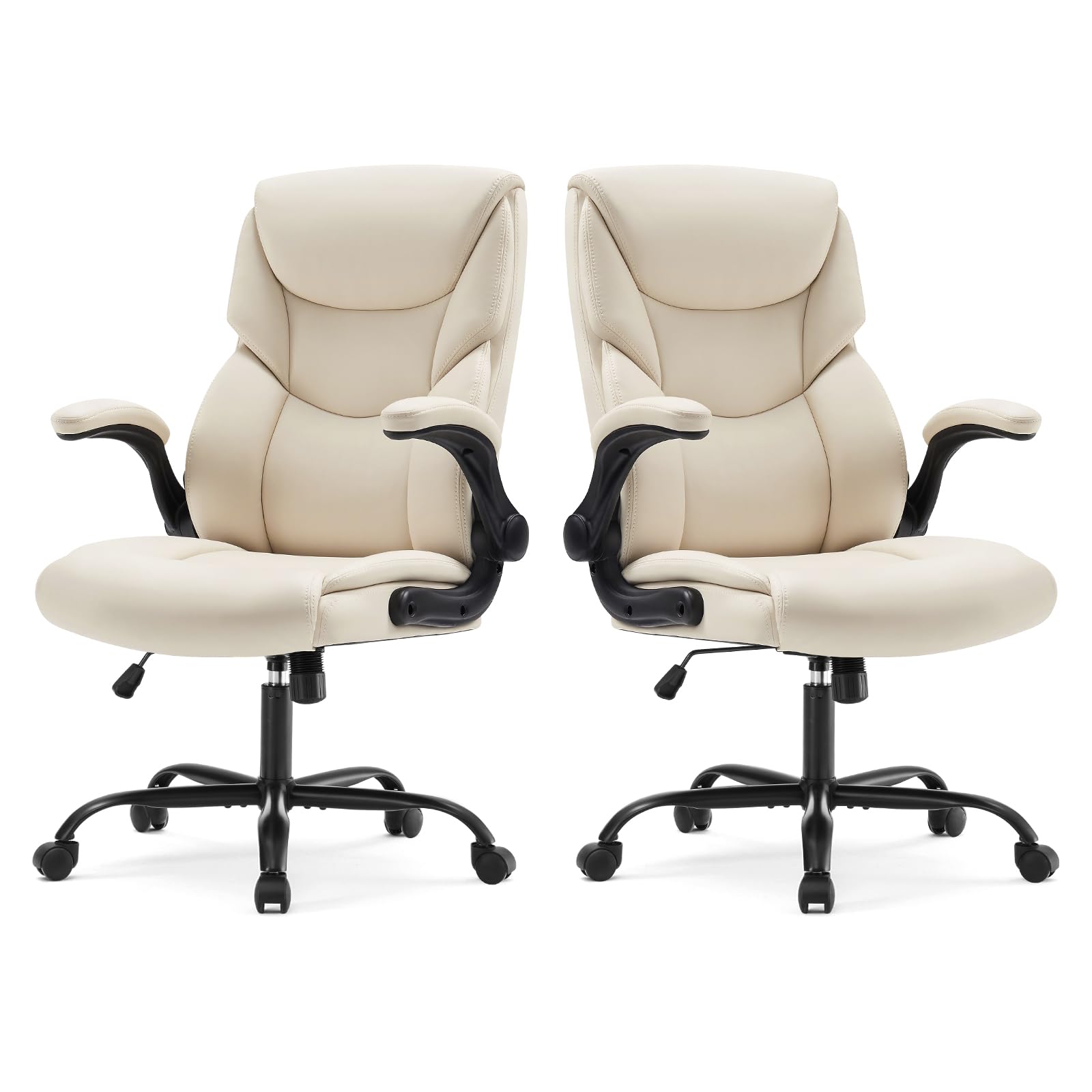 Sweetcrispy Heavy Duty Office Chair, Gaming Desk Chair 2 Pack, 21.66"D x 21.87"W x 44.5"H, Cream White