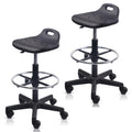 Klasika Drafting Rolling Stool Adjustable Height with Foot Rest Breathable Seat Cushion Swivel Stools with Wheels, Multi-purpose Work Stool for