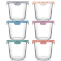 [UPGRADED LID] 6 Sets 3 Cup/24oz Borosilicate Glass Food Soup Containers with Lids, Meal Prep Storage Bowl Jars for Leftover Meal Lunch Oats Fruit Deli Salads - Microwave, Oven, Freezer Safe -BPA Free