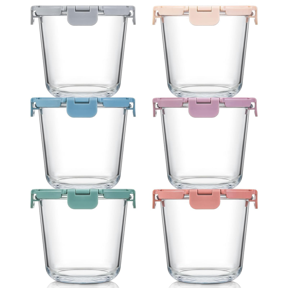 [UPGRADED LID] 6 Sets 3 Cup/24oz Borosilicate Glass Food Soup Containers with Lids, Meal Prep Storage Bowl Jars for Leftover Meal Lunch Oats Fruit Deli Salads - Microwave, Oven, Freezer Safe -BPA Free