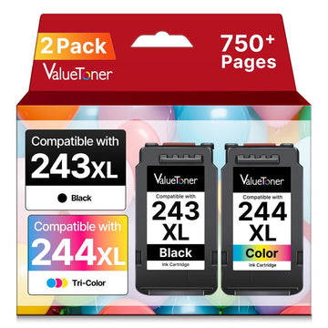 PG243XL CL244XL Ink Compatible Replacement for Canon 243 and 244 Ink Cartridges for Canon Ink 245 and 246 Work with Pixma MX490 MG2522 MX492 MG2520 TR4520 TR4522 TS202 TS3122 TS 3322(1Black, 1Color)