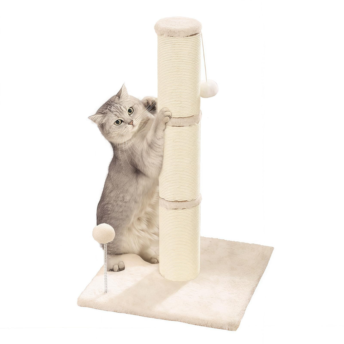 Marchul Cat Scratching Post with Wide-Base, Heavy Duty Thick, Sisal Cat Scratcher Posts 26.7 Inches with Hanging Ball for Kittens Medium Cats and Multiple Cats Households