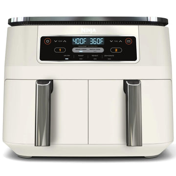 Ninja Foodi 4-in-1 8-qt. 2-Basket Air Fryer with DualZone Technology, 4 Functions, Smart Finish, Roast, Air Fry, Reheats, & Dehydrates, White, DZ100WH (Renewed)