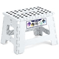 Delxo 8.8” Folding Step Stool in White,1 Pack Premium Heavy Duty Foldable Stool for Kids,portable Collapsible Plastic Step Stool,non Slip