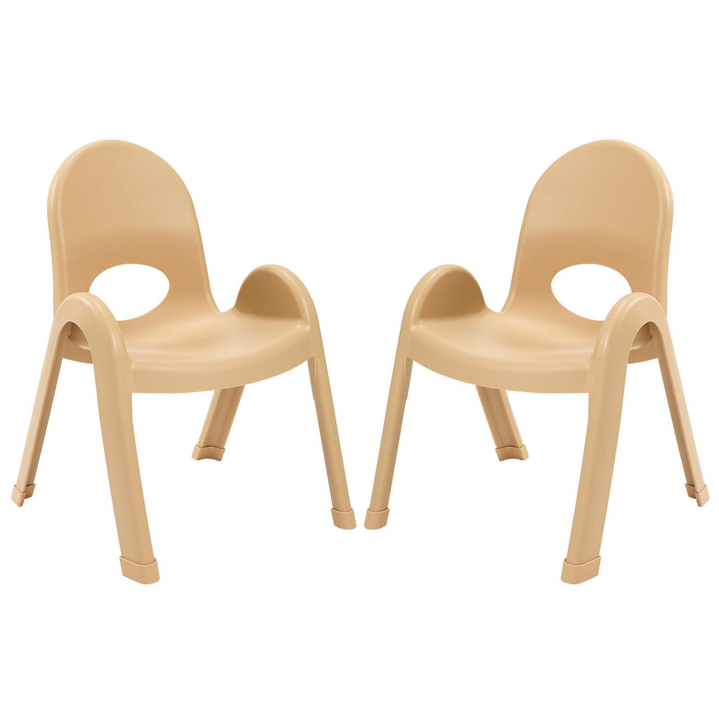 Children’s Factory Value Stack 11" Child Chair, Natural Tan, 2 Pack, Stackable Ergonomic Seating Solution for Classrooms and Homeschools