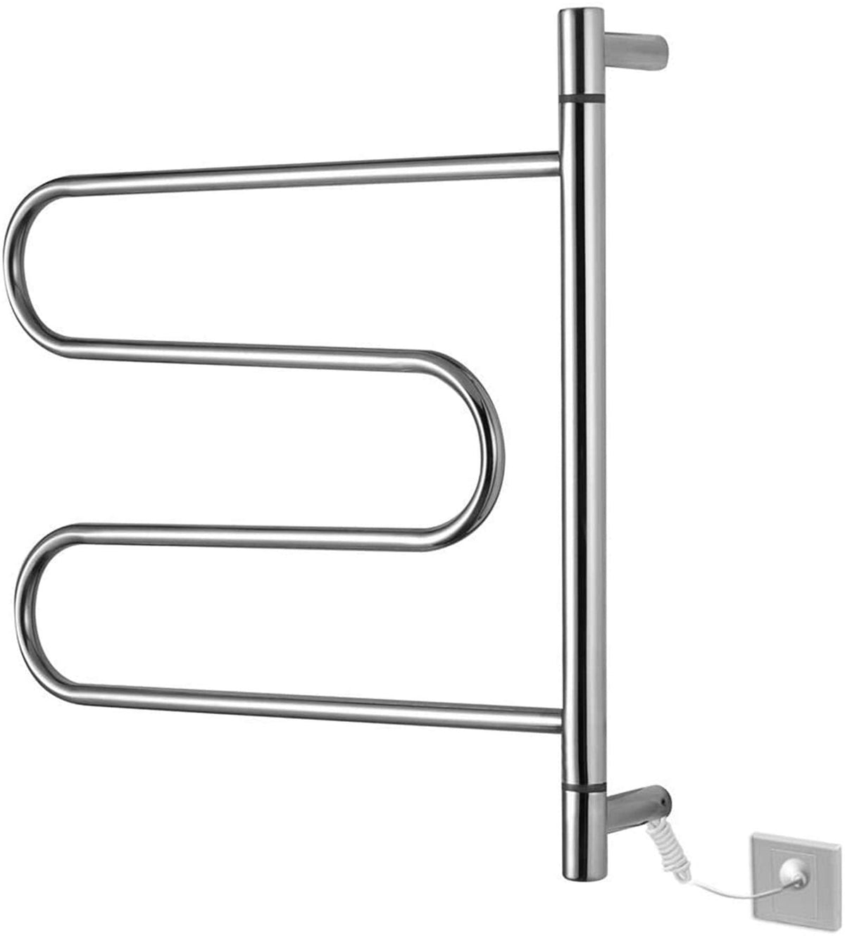 Bathroom Wall heaterTowel Warmer,Rotatable ElectricTowel Rack, Wall Mount Radiator Bathroom Drying Rack, Stainless Steel, IP55,Surface polishing, 600 * 580 * 112mm -60W(