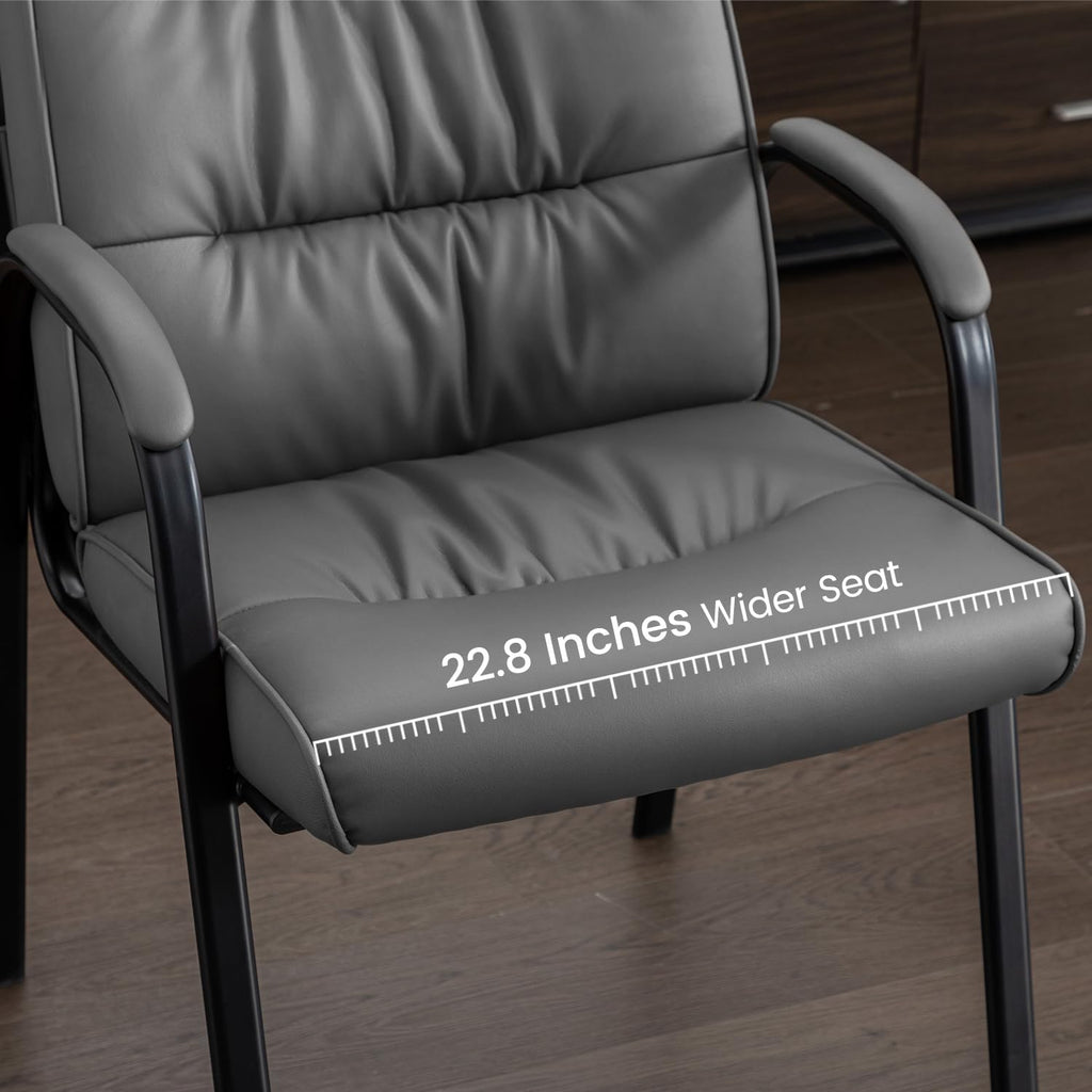Boiskom Big&wide Office Guest Reception Chairs Set of 8, Conference Room Chairs Waiting Room Chairs, Modern Leather Office Desk Chair No Wheels
