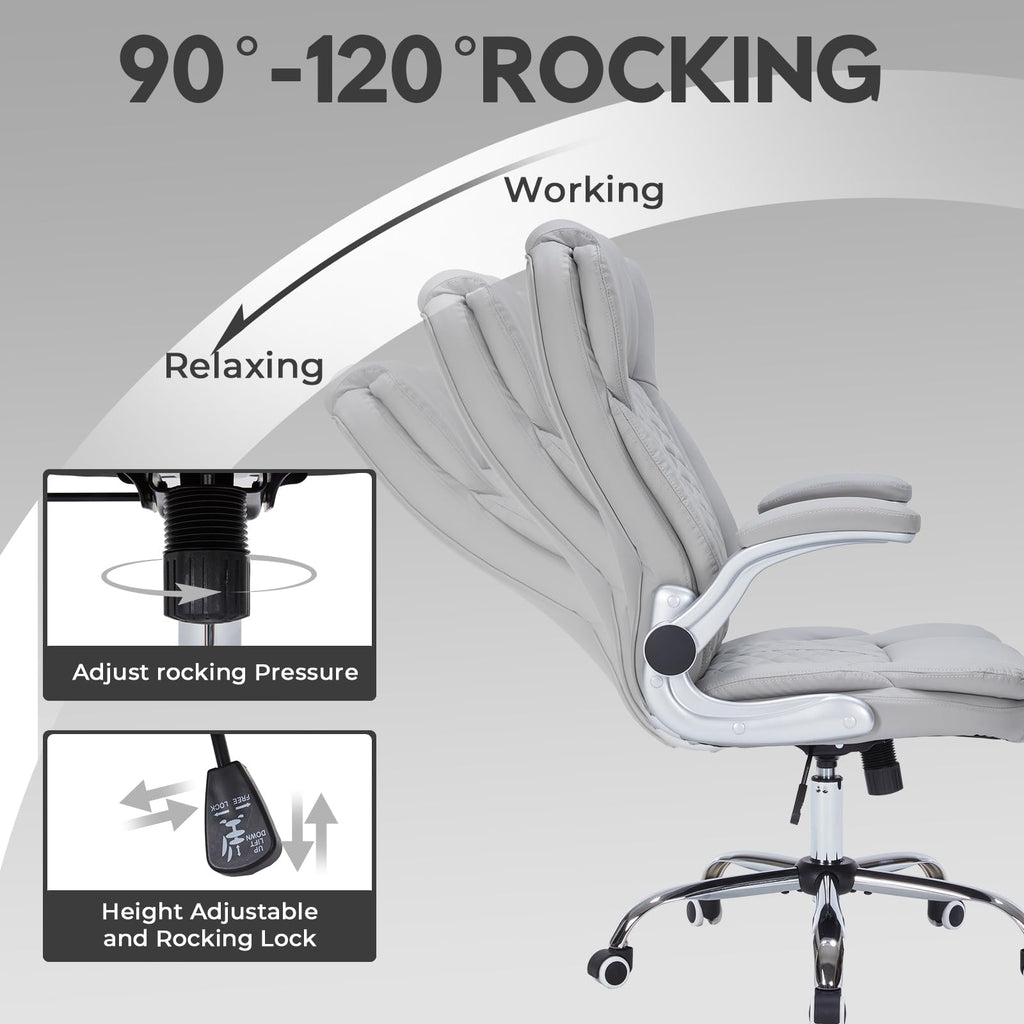 400lbs Executive Office Chair with Flip-up Armrests, Big and Tall Computer Chair for Heavy People, Heavy Duty Ergonomic Comfy Chair, Breathable