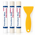 Kenbry Wood Filler Sticks 3 Colors White Wax Fill Stick, Wood Repair Kit for Scratches, Crack, Scuffs, Gouges on Wooden Funiture, Floors, Cabinets, Tables, and Doors-Rub Briskly Repair