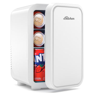 BEICHEN Mini Fridge, 6 Liter/8 Can Small Fridge, AC/DC Portable Skincare Fridge, Cooler and Warmer Refrigerators for Bedroom, Skincare, Beverage, Office, Dorm, Car, White