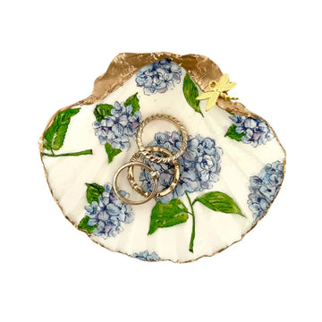 Blue Hydrangeas Wedding Gifts for Women, Handmade Room-Decor Gift, Bridal Jewelry Storage Tray Trinket, Ring Dish for Her, Mother, Teacher, Mom I Birthday, Wedding, Engagement, Graduation Gifts