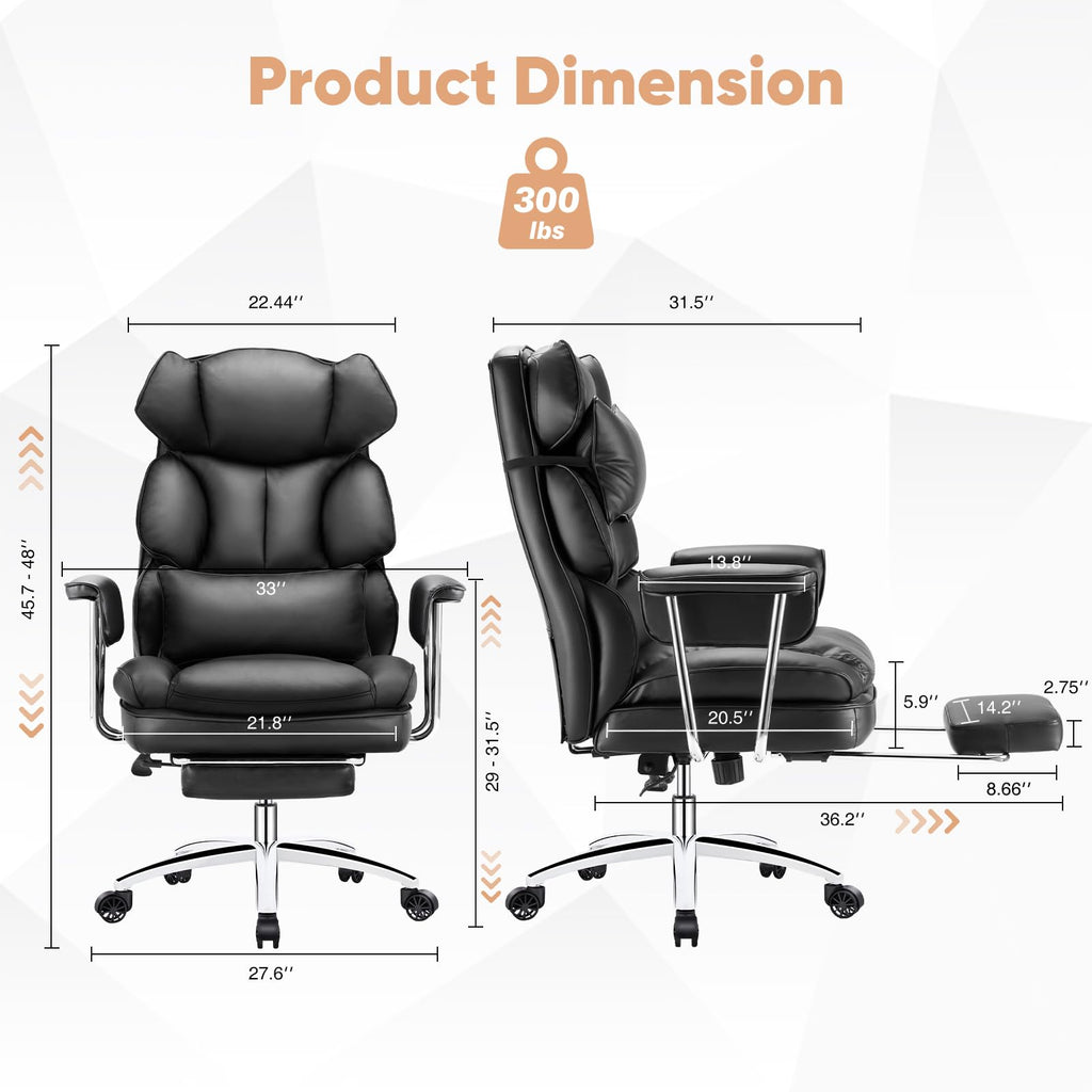 Sweetcrispy Executive Office Chair with Padded Armrests Adjustable Height, 360-degree Swivel, Lumbar Support, Pu Leather, Cream