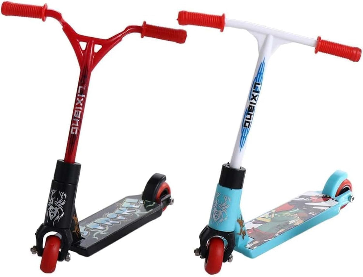2Pcs Finger Scooter Mini Two Wheel,Mini Scooters Finger Board Accessories,Tiny Trick Scooter for Party Favors,Finger Training,Birthday Gifts,Magic Kits and Accessories,Juggling Sets,
