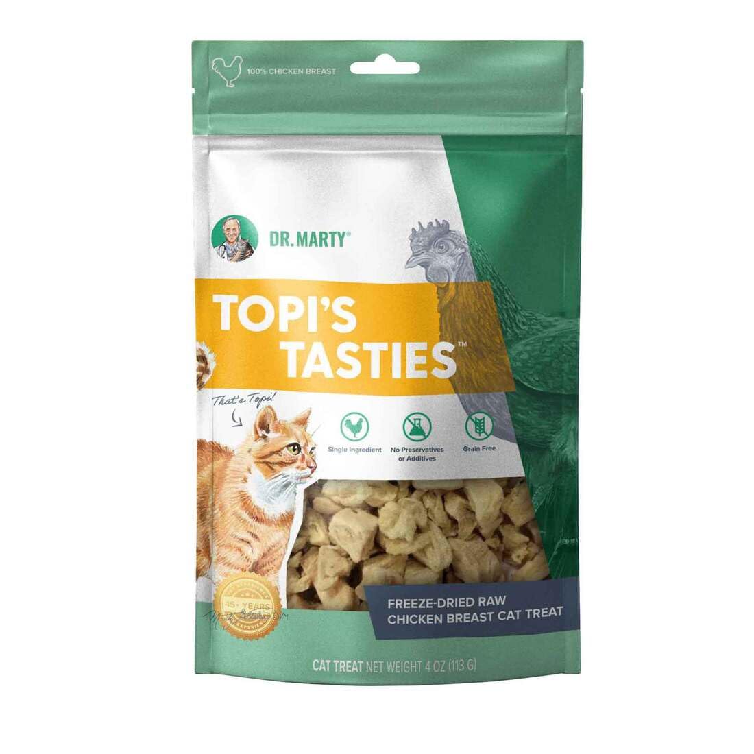 Dr. Marty Topi's Tasties 100% Freeze-Dried Chicken Breast Cat Treat 4 oz