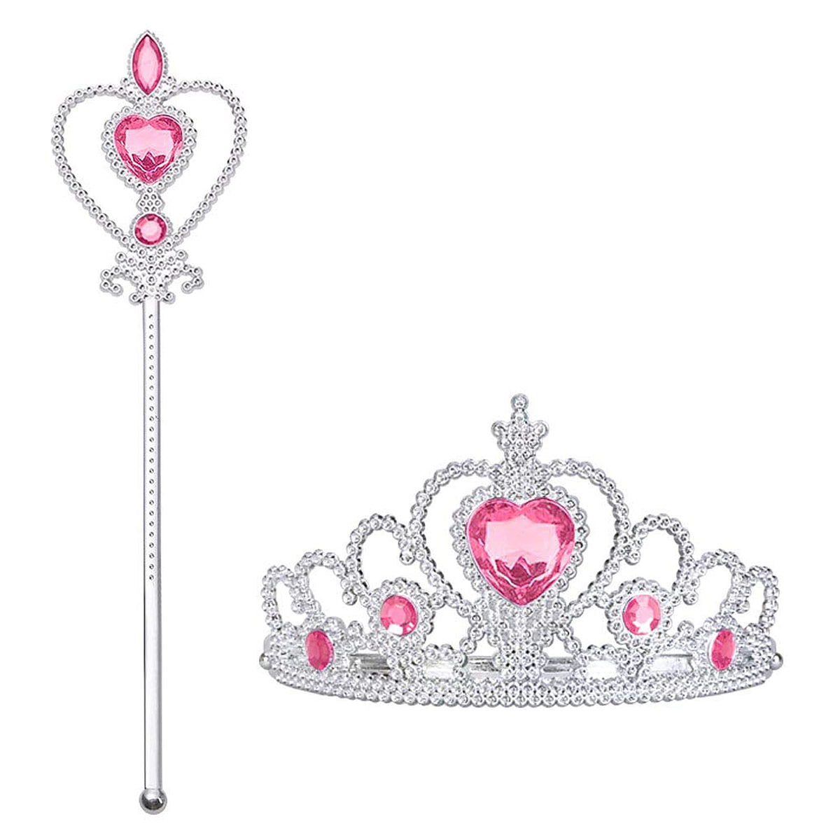 Vicloon Princess Dress Up Accessories, 2PCS Princess Crown and Wands for Little Girls, Jewelry Toy Gifts Set Christmas