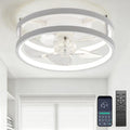 13 Inch Small Ceiling Fan with Light and Remote, Low Profile Flush Mount Fandelier, Dimmable 3CCT Quiet LED Ceiling Fans for Bedroom, White