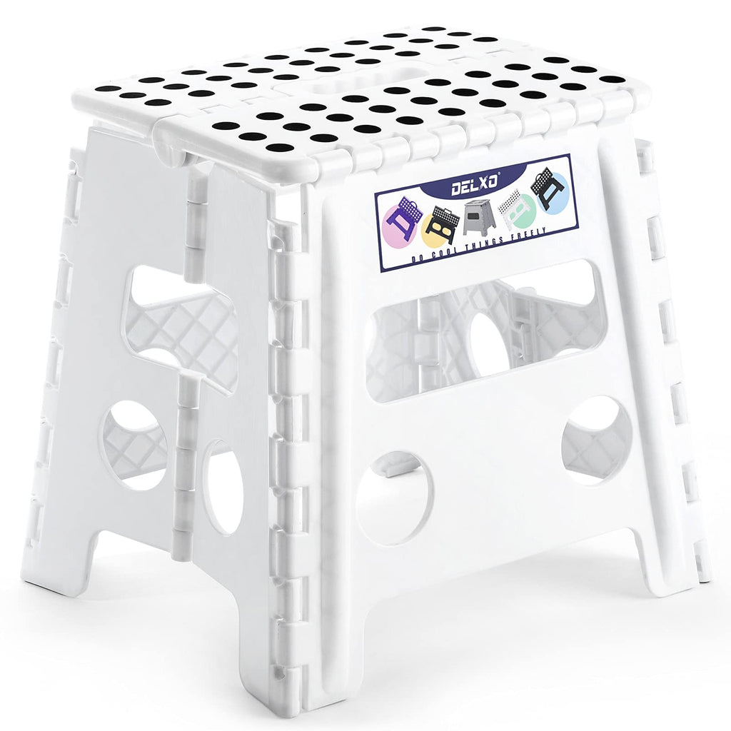 Delxo Folding Step Stool 13 Inch,300 Lbs Step Stool for Adults White