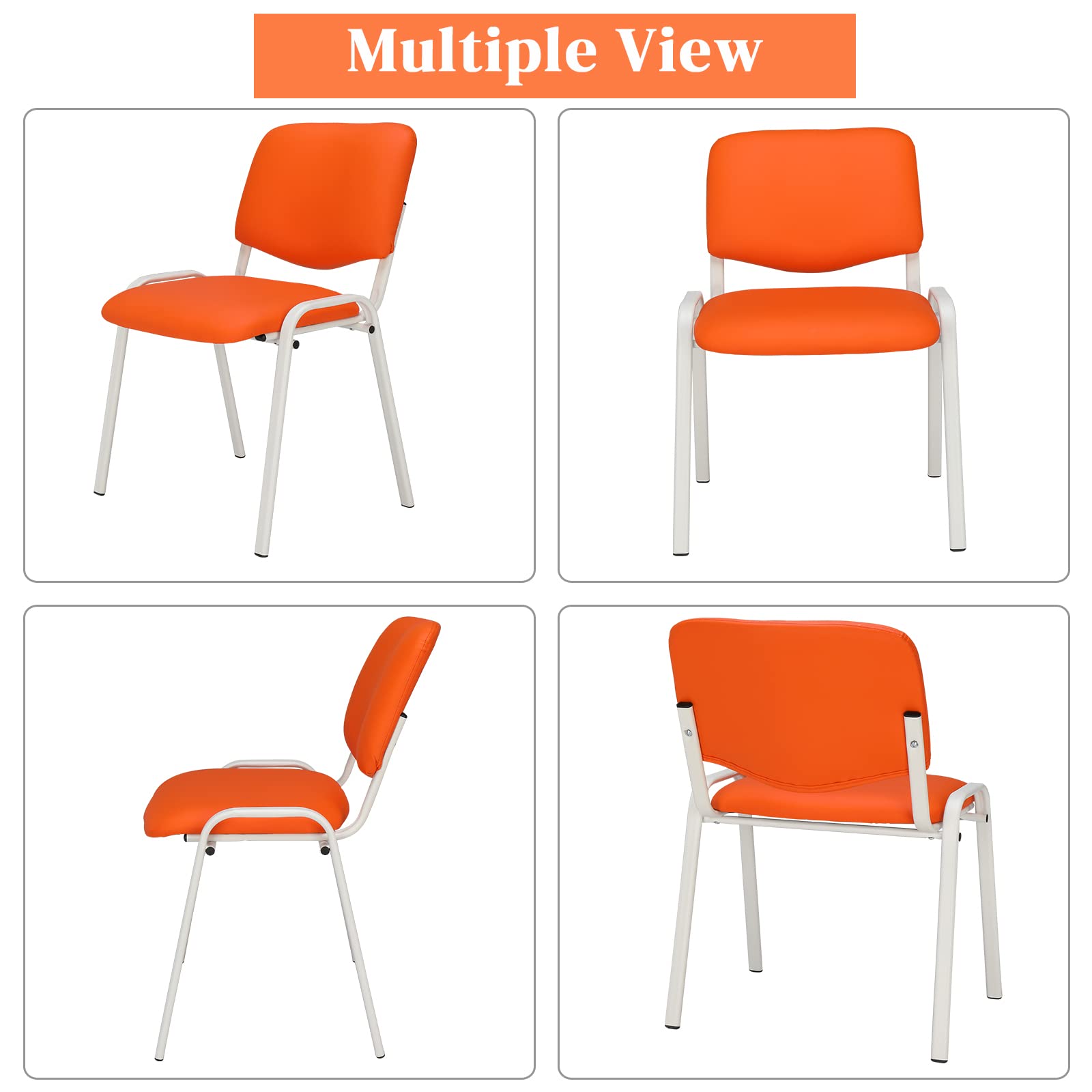 Vingli 5-pack Waiting Room Chairs, Stackable Chair for Office, Pu-orange