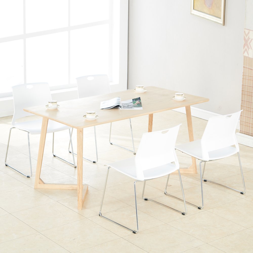Sidanli White Plastic Stackable Chairs-(set of 4), 21"D x 22"W x 32"H