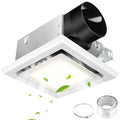 FEITON Bathroom Exhaust Fan with Light (3000K/4000K/5000K), Ceiling Mount, 110 CFM 1.0 Sones, Quiet Square Bath Fan Light Combo(Metal housing, 4 Inch Duct, Ceiling Opening Size: 7.6 x 7.3 Inches)