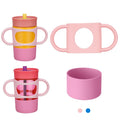 NiHome Silicone Double Handle & Boot for Owala Kids’ Tumbler 12oz 15oz, Easy to Install for Toddlers to Grip & Train, Shock-Absorbing Bottom Sleeve Drop Protection, Soft and Safe for Daily Use (Pink)