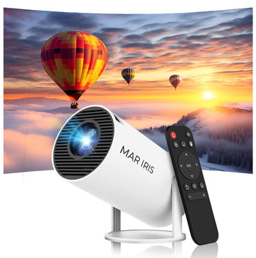 Smart Bedroom Projector with Built-in Apps, 180° Rotatable Ceiling Projection, WiFi 6 & Bluetooth 5.2, 1080P Supported Mini Projector for Movie Nights