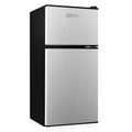 OSTBA Mini Fridge with Freezer - 3.2 Cu.ft 2-Door Upright Freezer, Compact Refrigerator with 2 Removable Shelves 7 Level Adjustable Thermostat, Removable Shelves for Bedroom Office Apartment, Silver